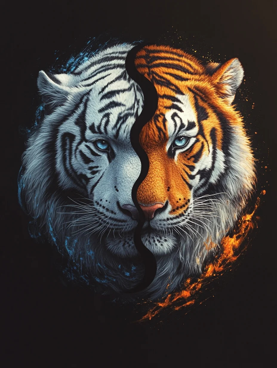 Abstract White Orange Tiger Diamond Art Kit