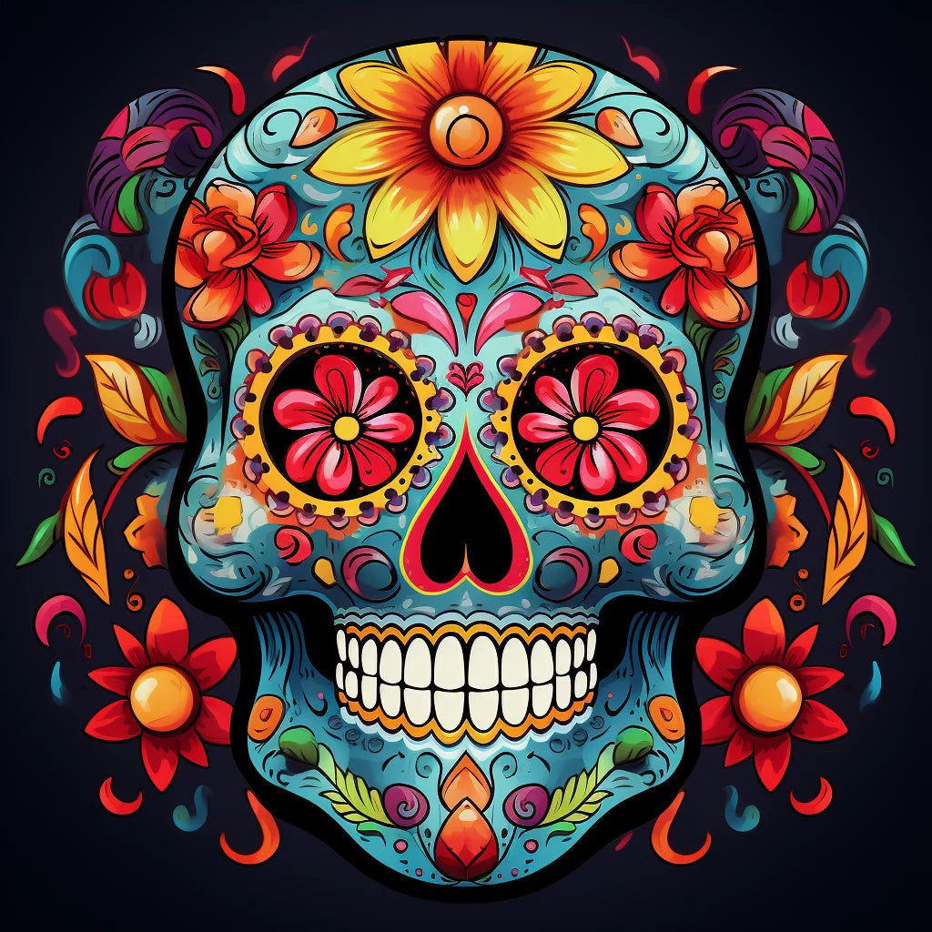 Yellow Forehead Flower Skull Diamond Art Kit