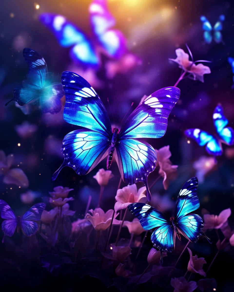 Glowing Blue Butterflies Diamond Art Kit