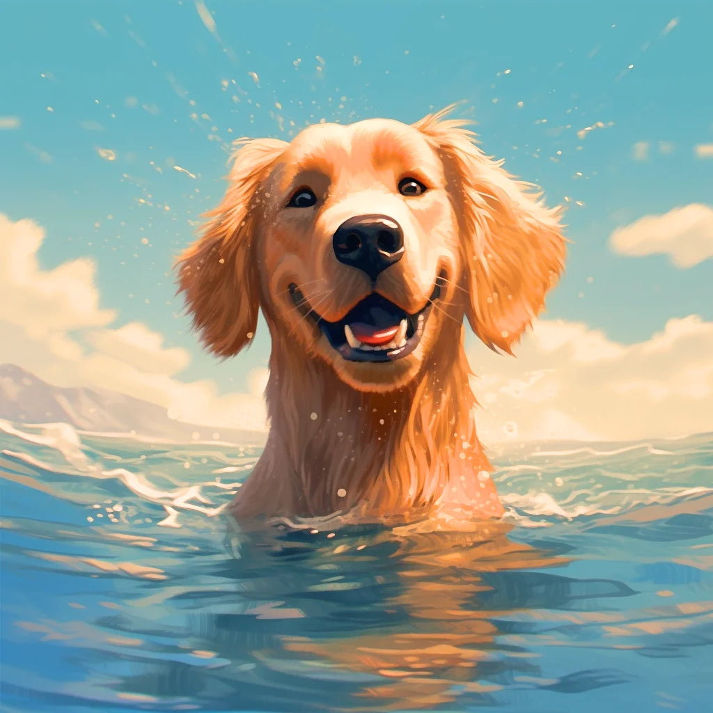 Swimming Golden Retriever Diamond Art Kit