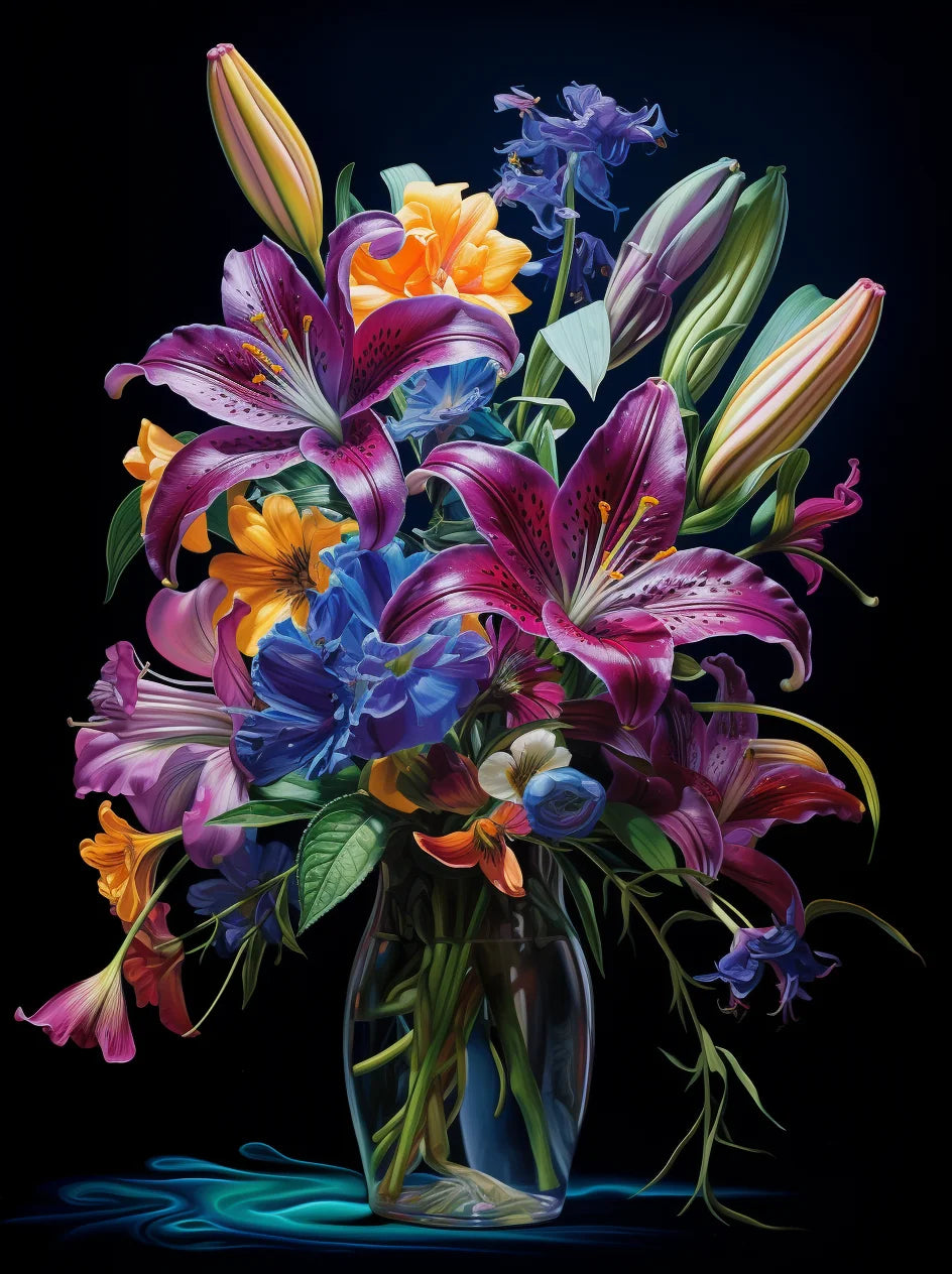 Glass Vase Lilies Diamond Art Kit
