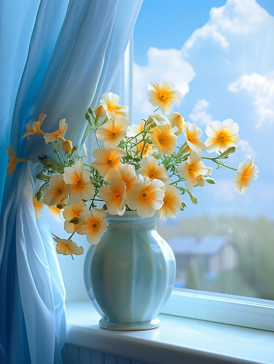 Blue Vase Of Primroses Diamond Art Kit