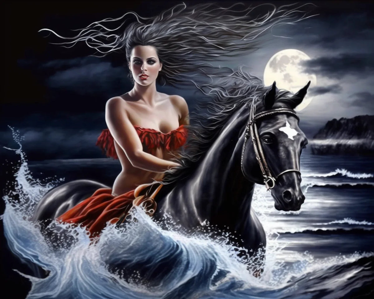 Blackhorse Woman Ocean Waves Diamond Art Kit