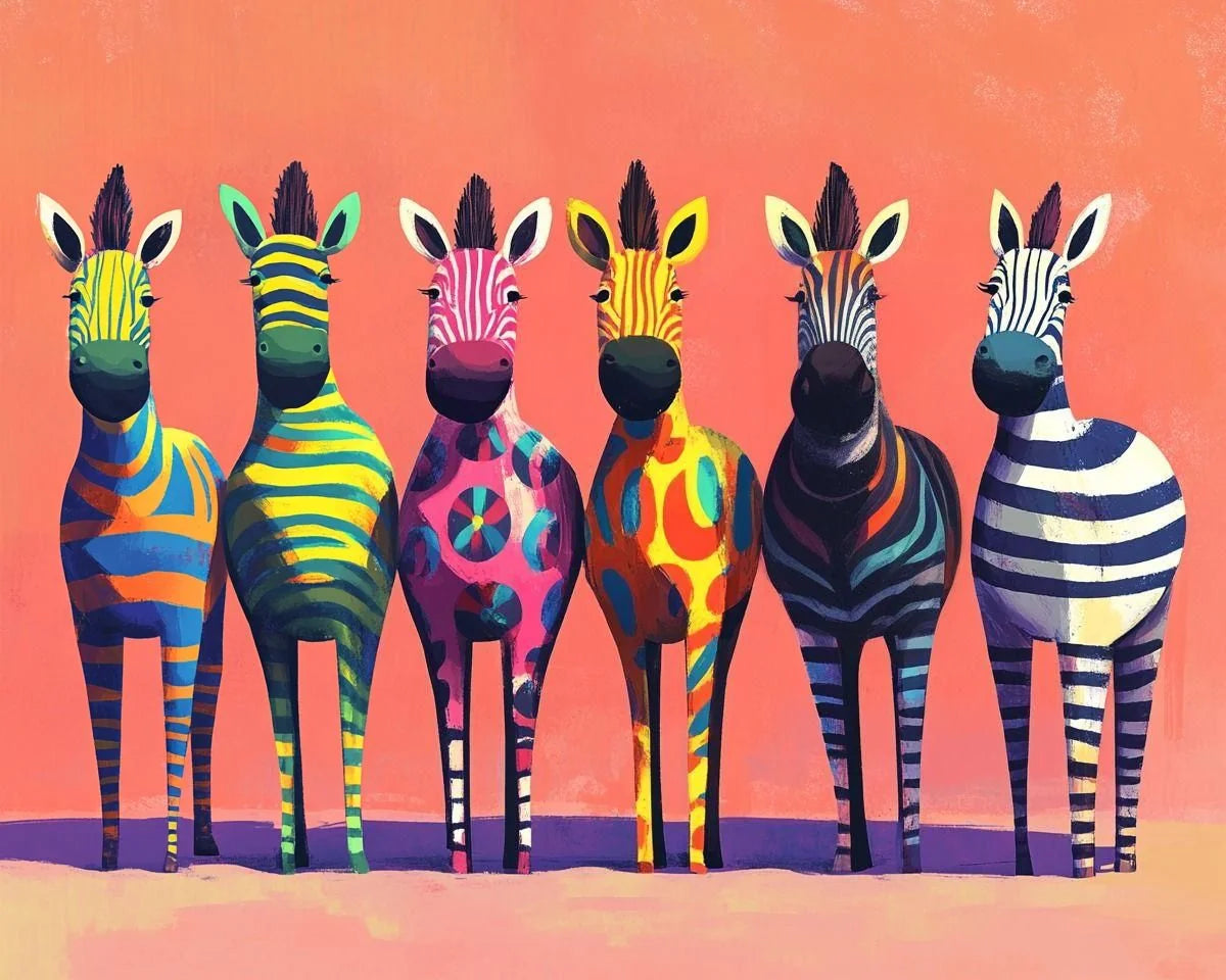 Six Abstract Zebras Diamond Art Kit