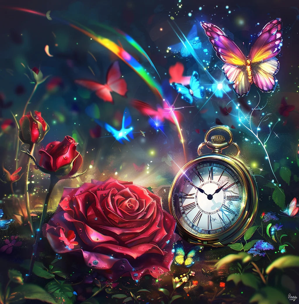 Red Rose Pocket Watch Diamond Art Kit