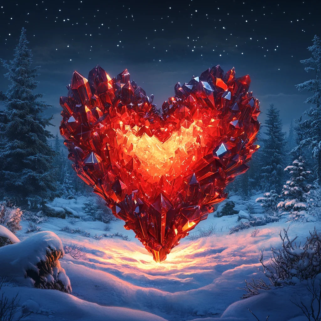 Red Crystals Now Heart Diamond Art Kit