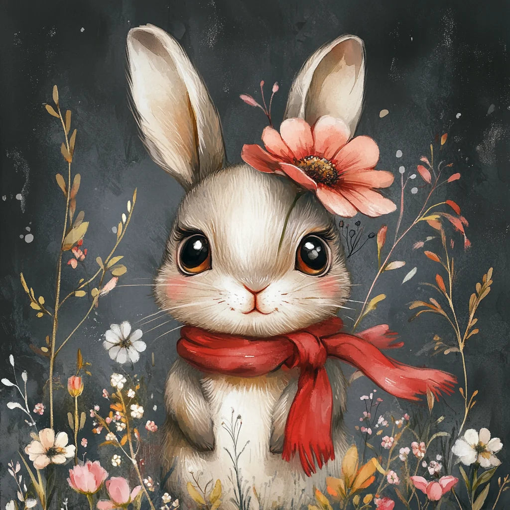 Pink Bow Bunny Diamond Art Kit