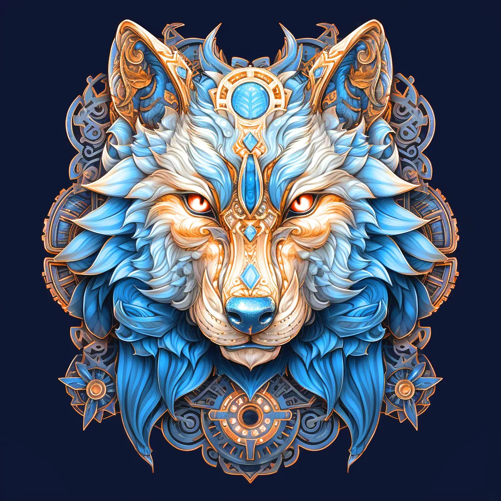 Blue Abstract Wolf Head Diamond Art Kit
