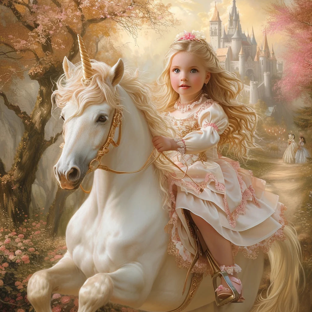 White Unicorn Little Princess Diamond Art Kit