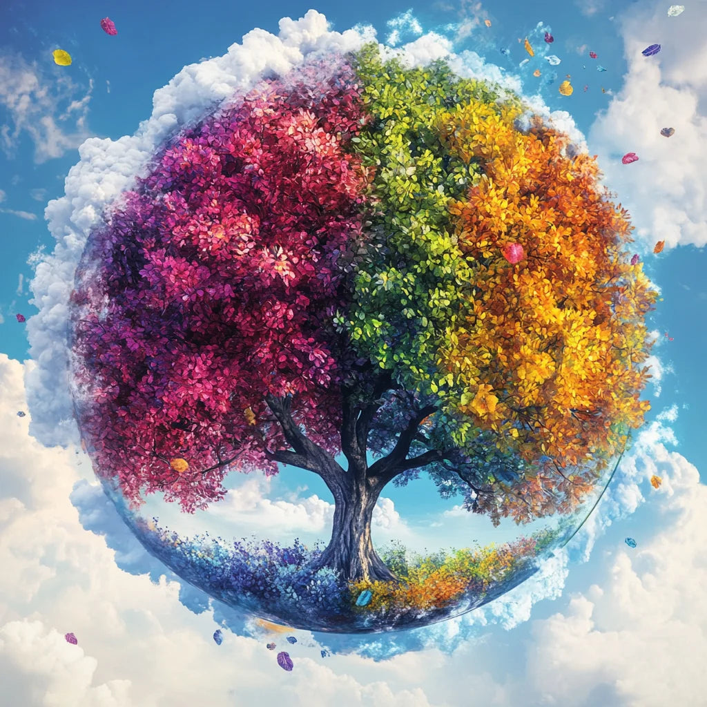 Cloudy Floating Bubble And Tree Diamond Art Kit