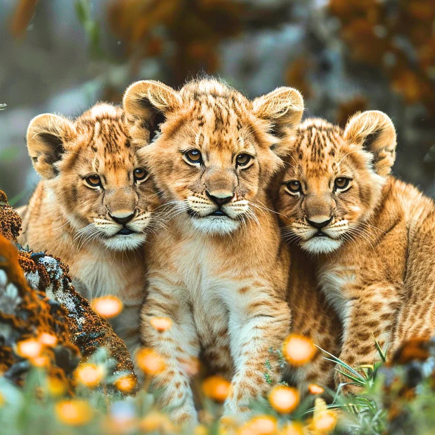 Three Lion Cubs Diamond Art Kit