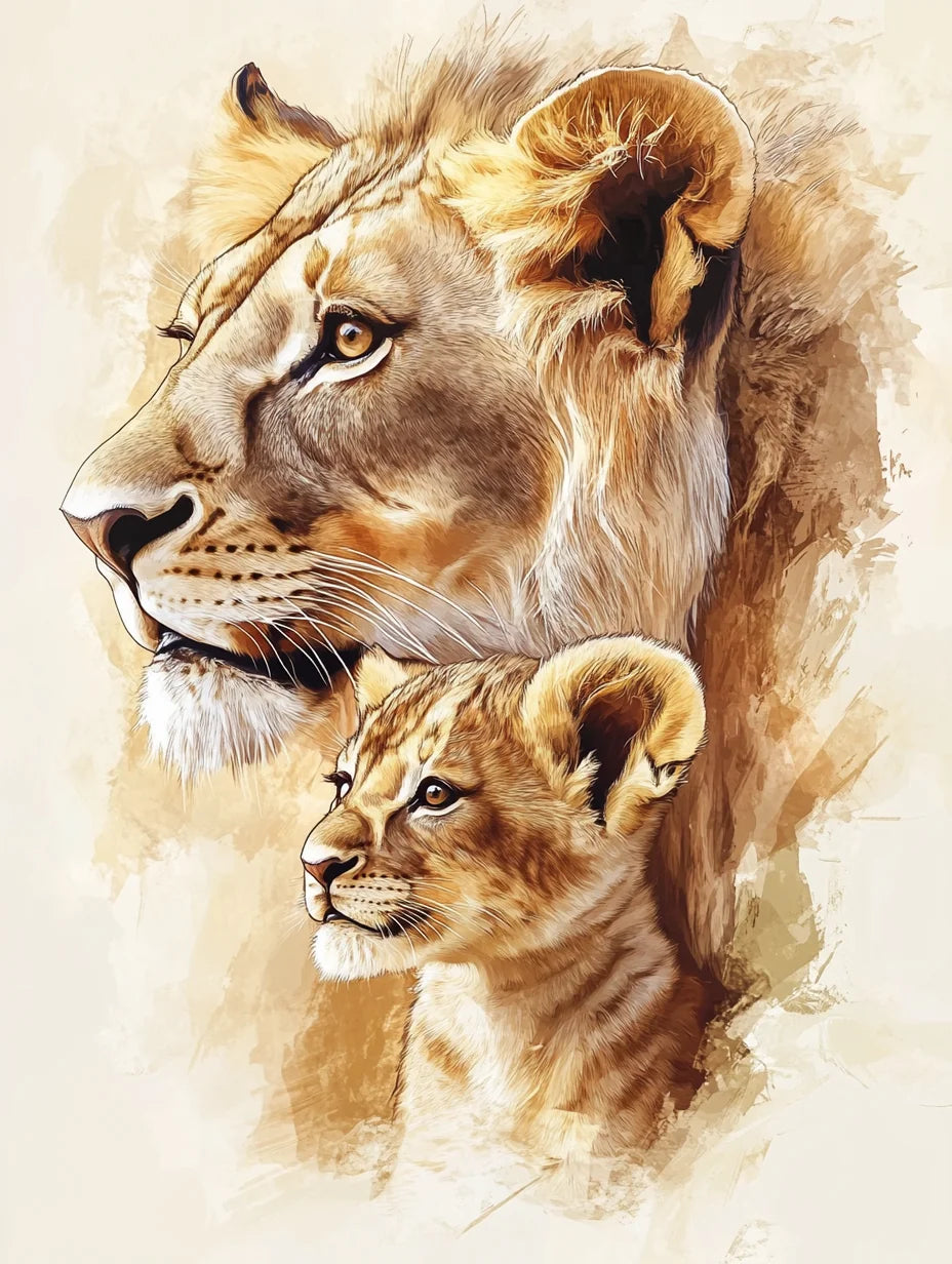 Lion Mother And Cub Diamond Art Kit