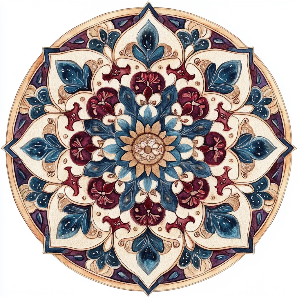 Cream Blue Mandala Diamond Art Kit