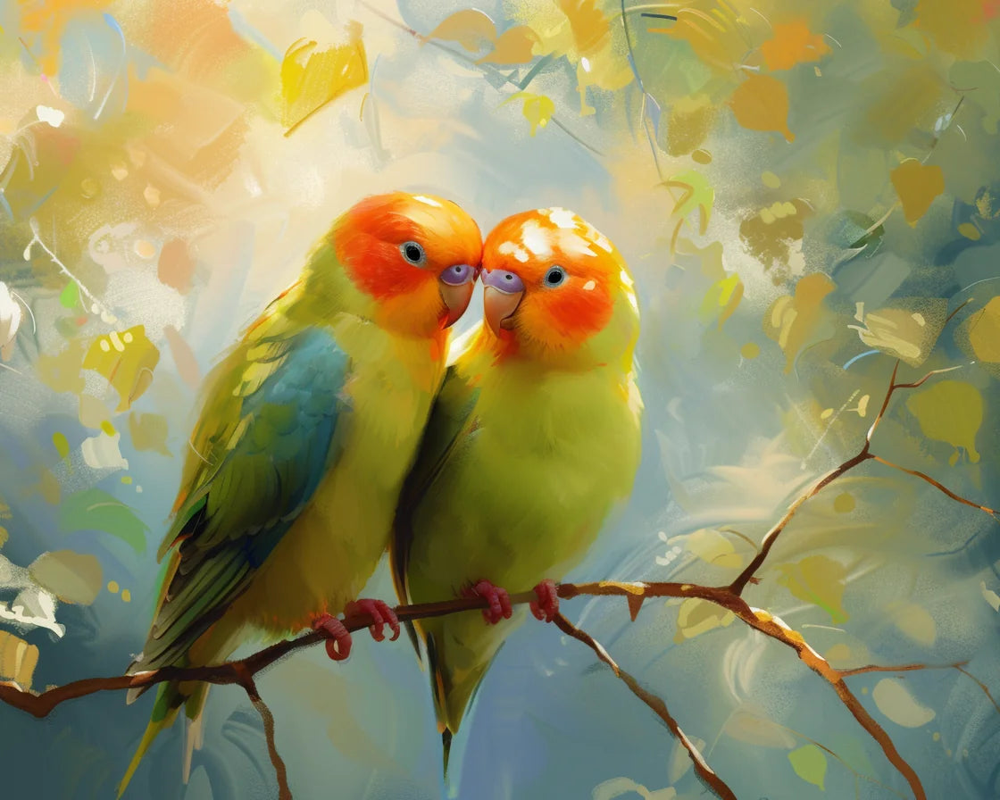 Two Yellow Lovebirds Diamond Art Kit