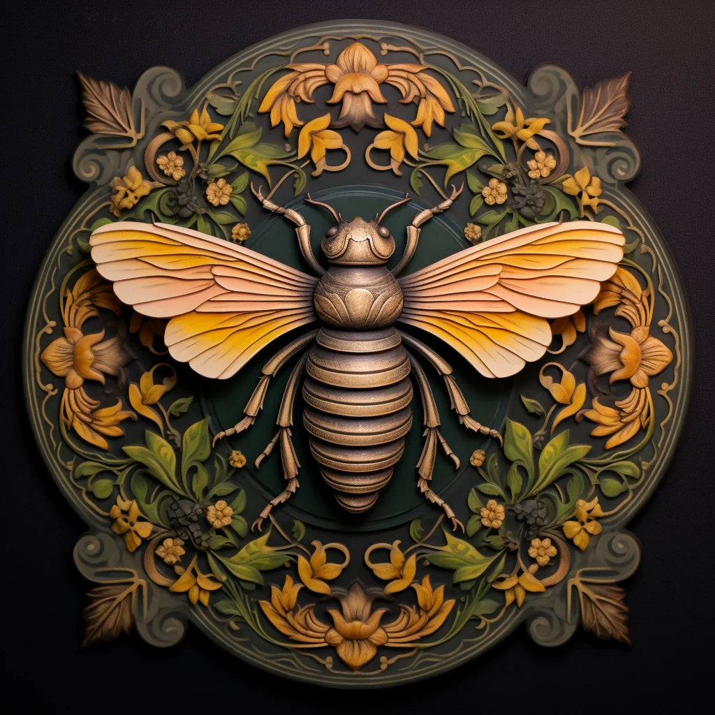 Mustard Flower Bronze Bee Diamond Art Kit
