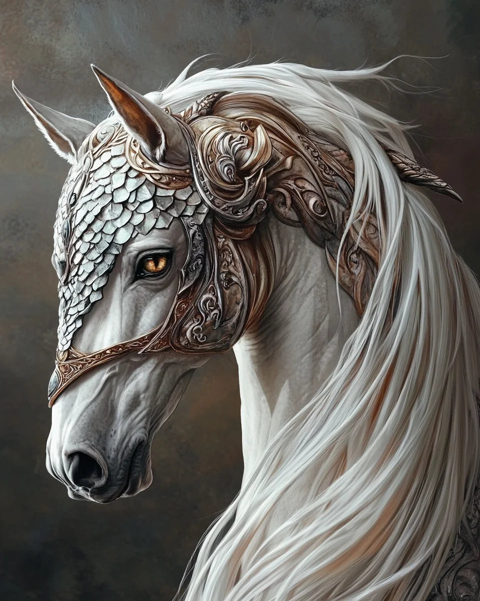 White Armor Horse Diamond Art Kit
