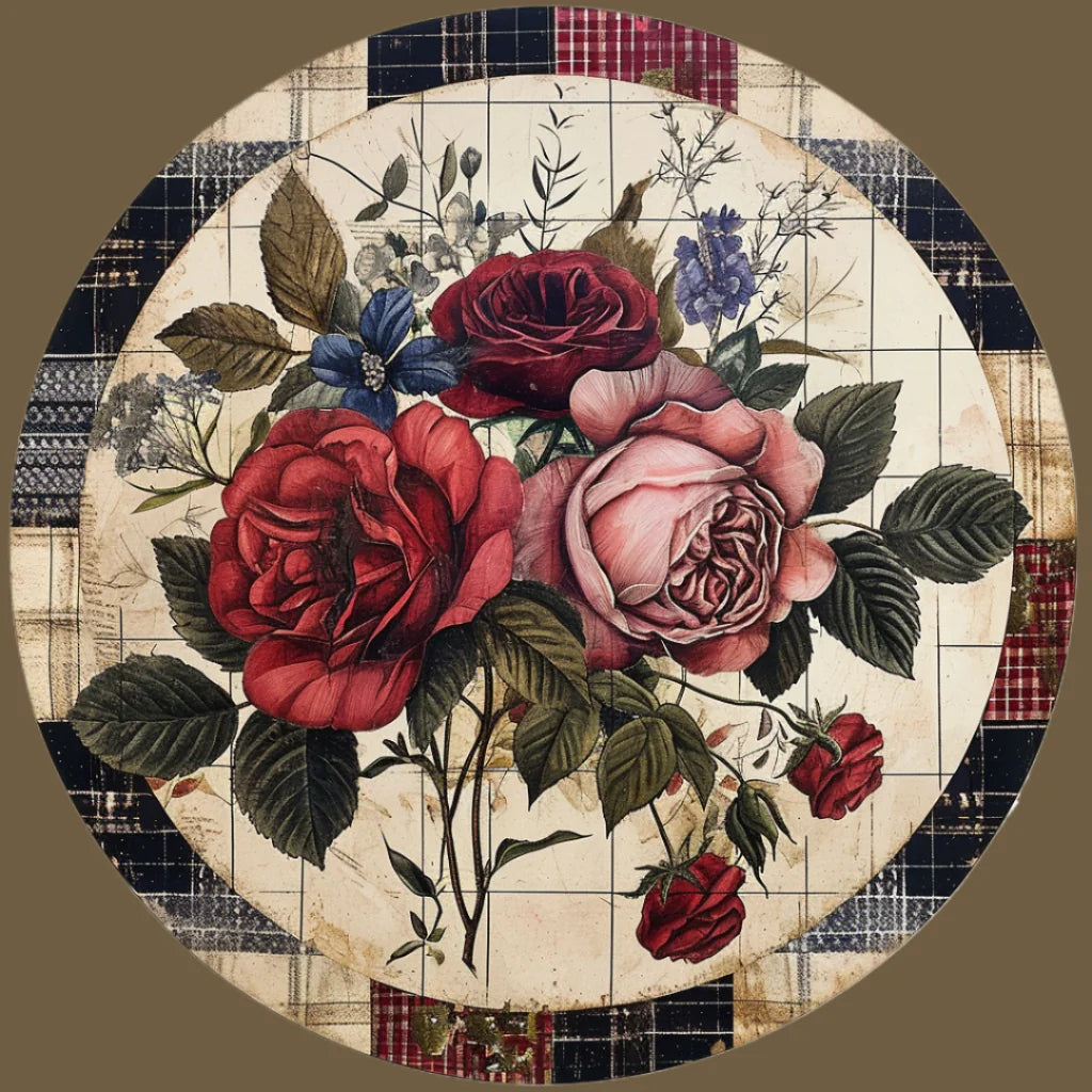 Three Rose Pattern Circle Diamond Art Kit