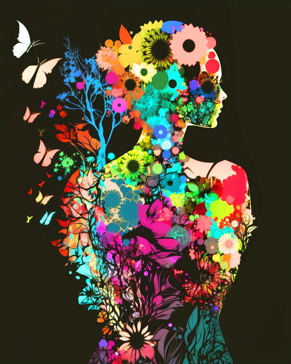 Woman Flower Silhouette Diamond Art Kit