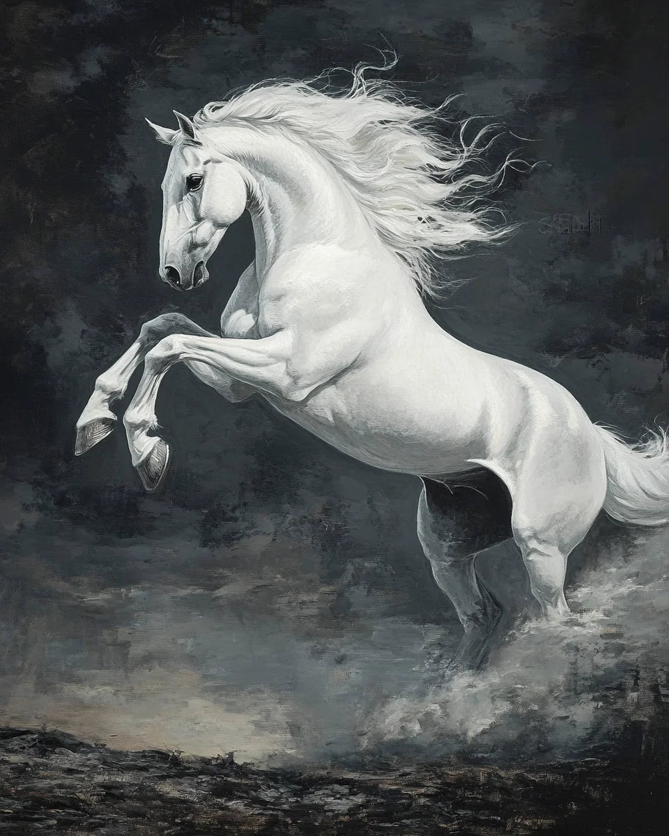 White And Gray Horse Diamond Art Kit