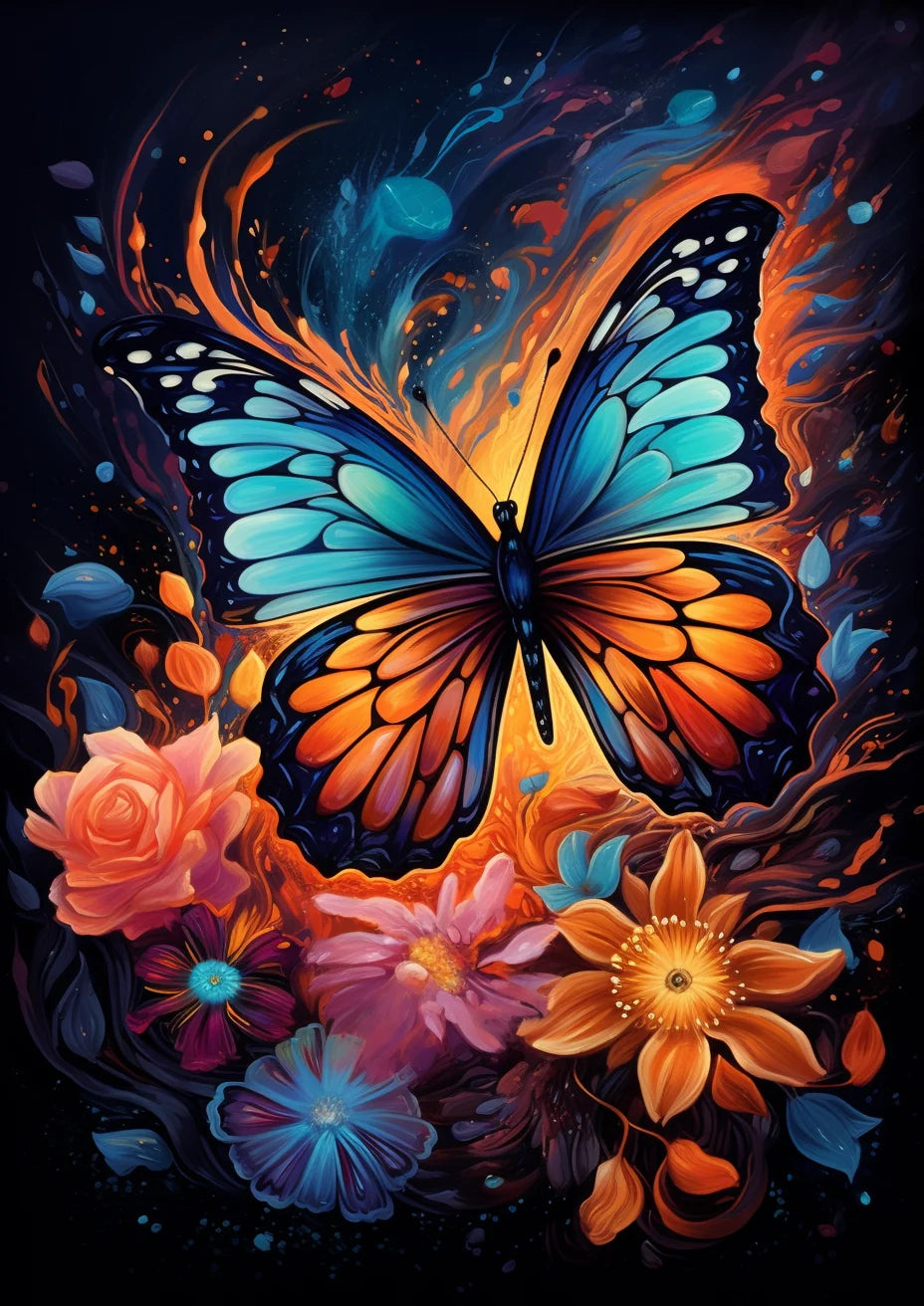 Orange Paint Abstract Butterfly Diamond Art Kit