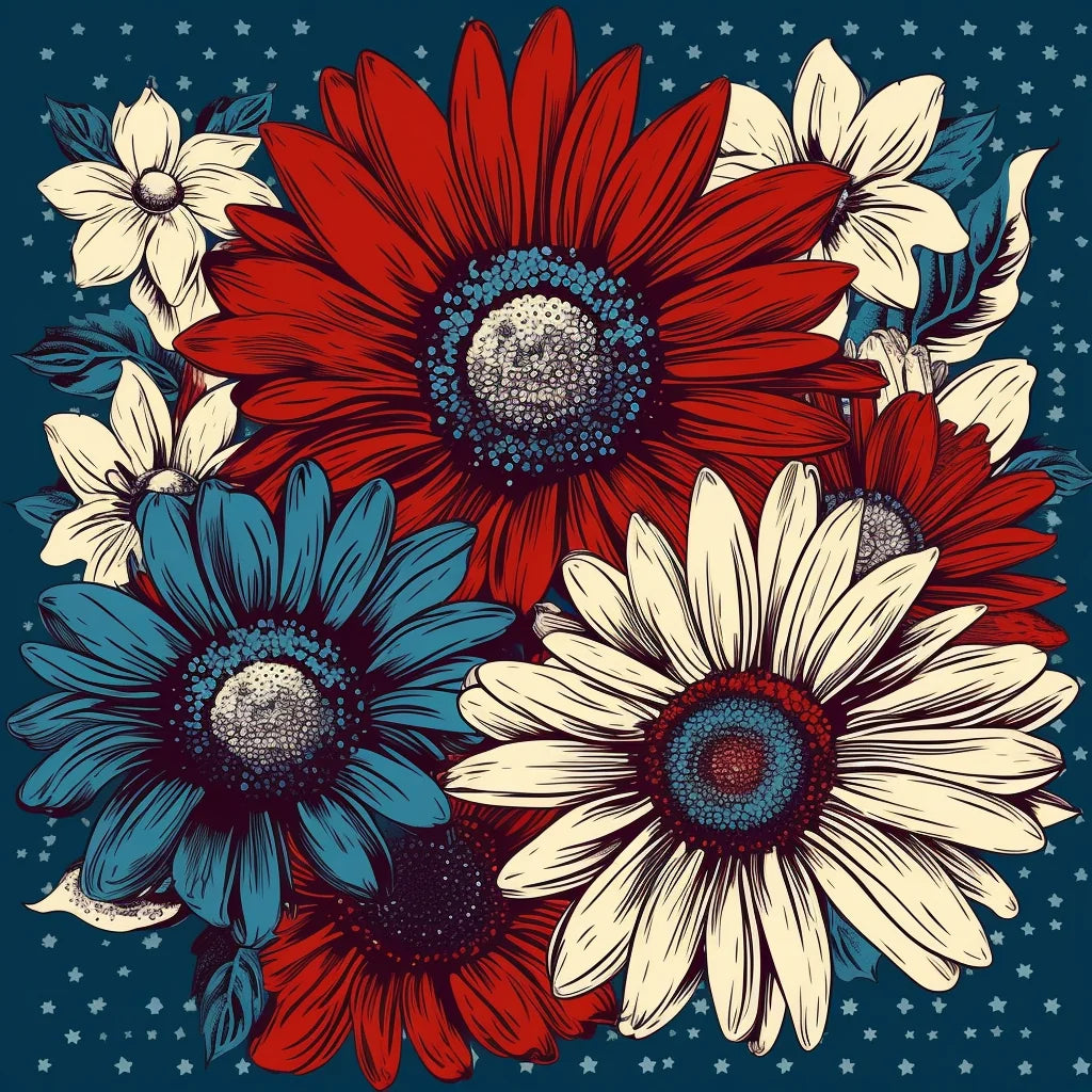 Star Background Daisies Diamond Art Kit