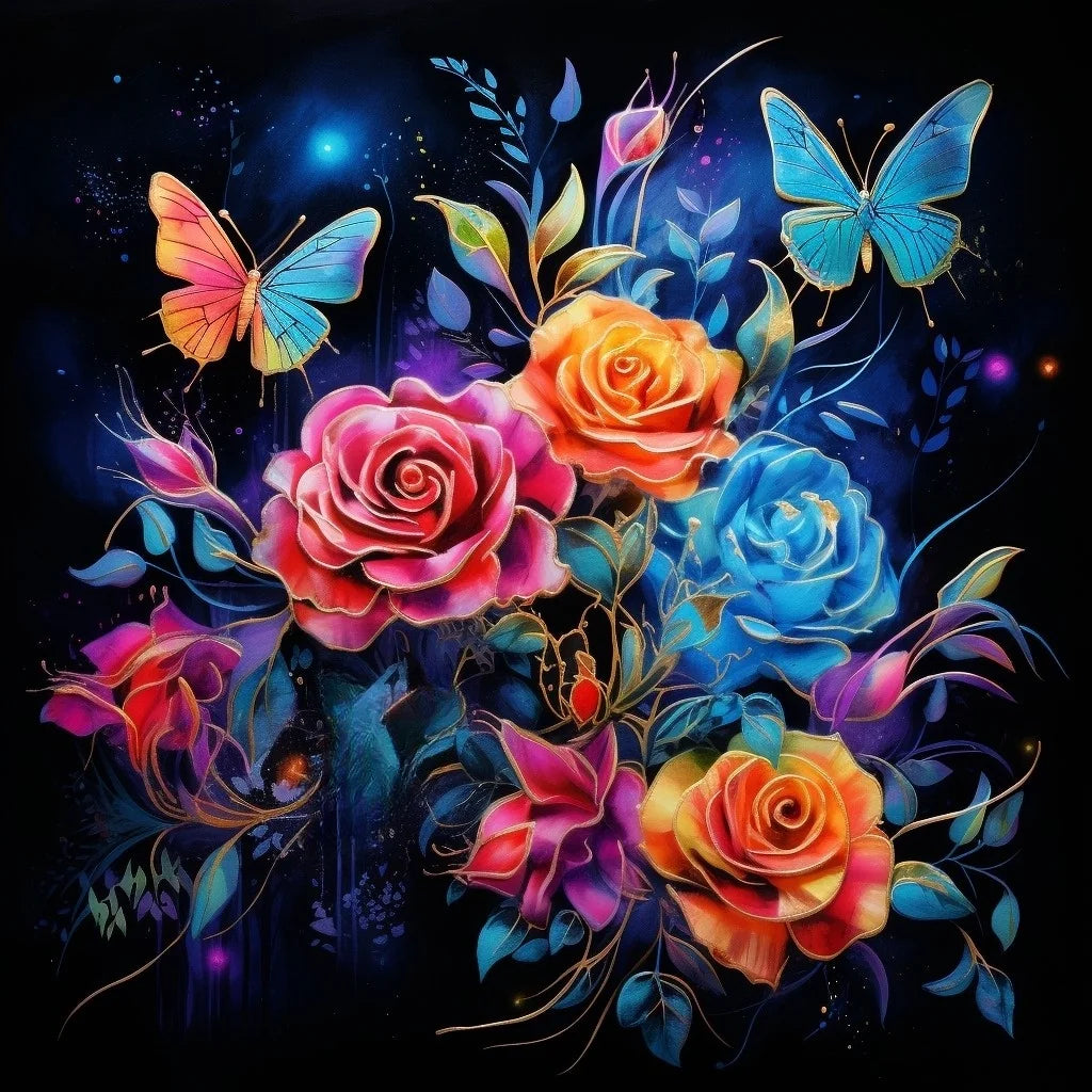 Four Colorful Roses Diamond Art Kit