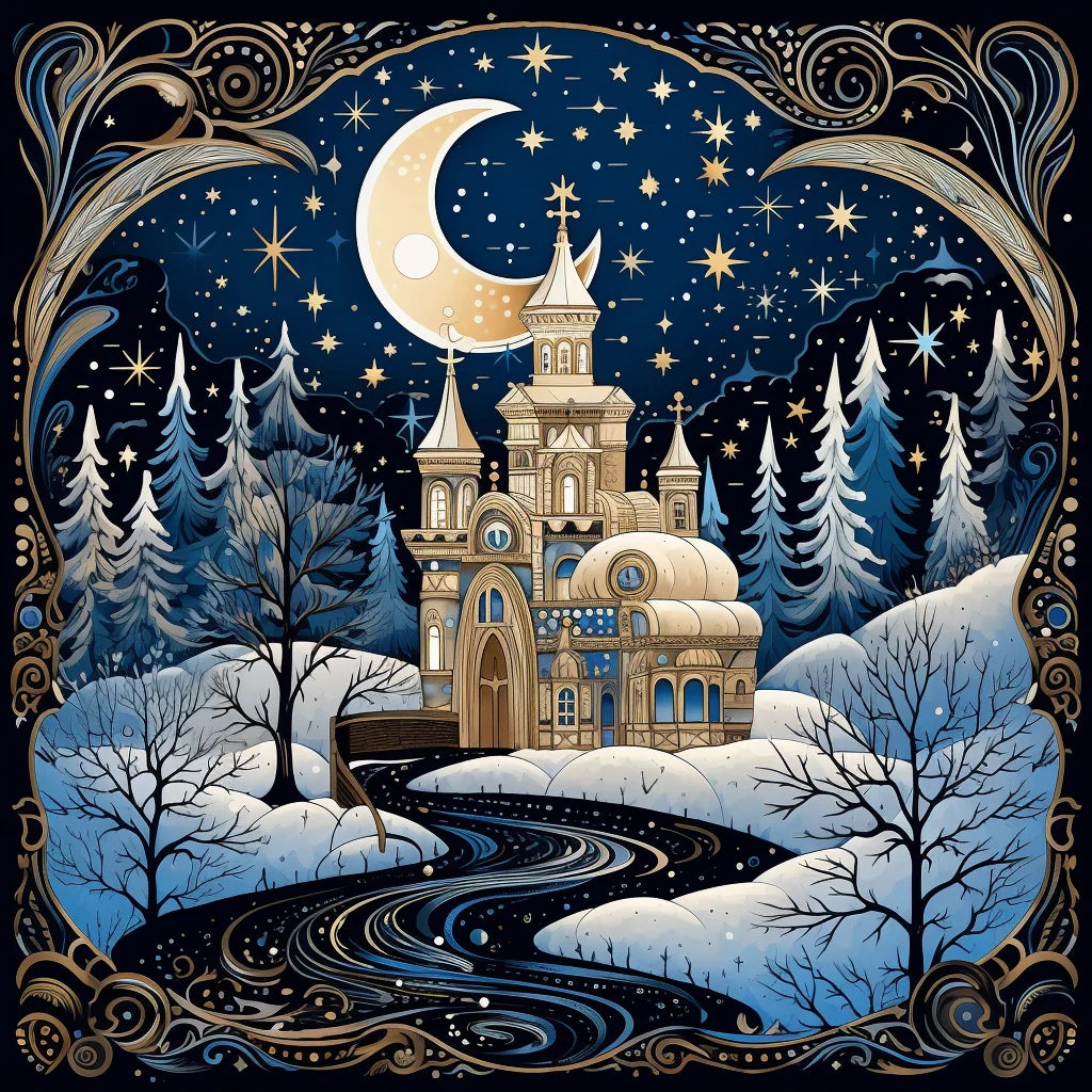 Snowy Blue Castle Diamond Art Kit