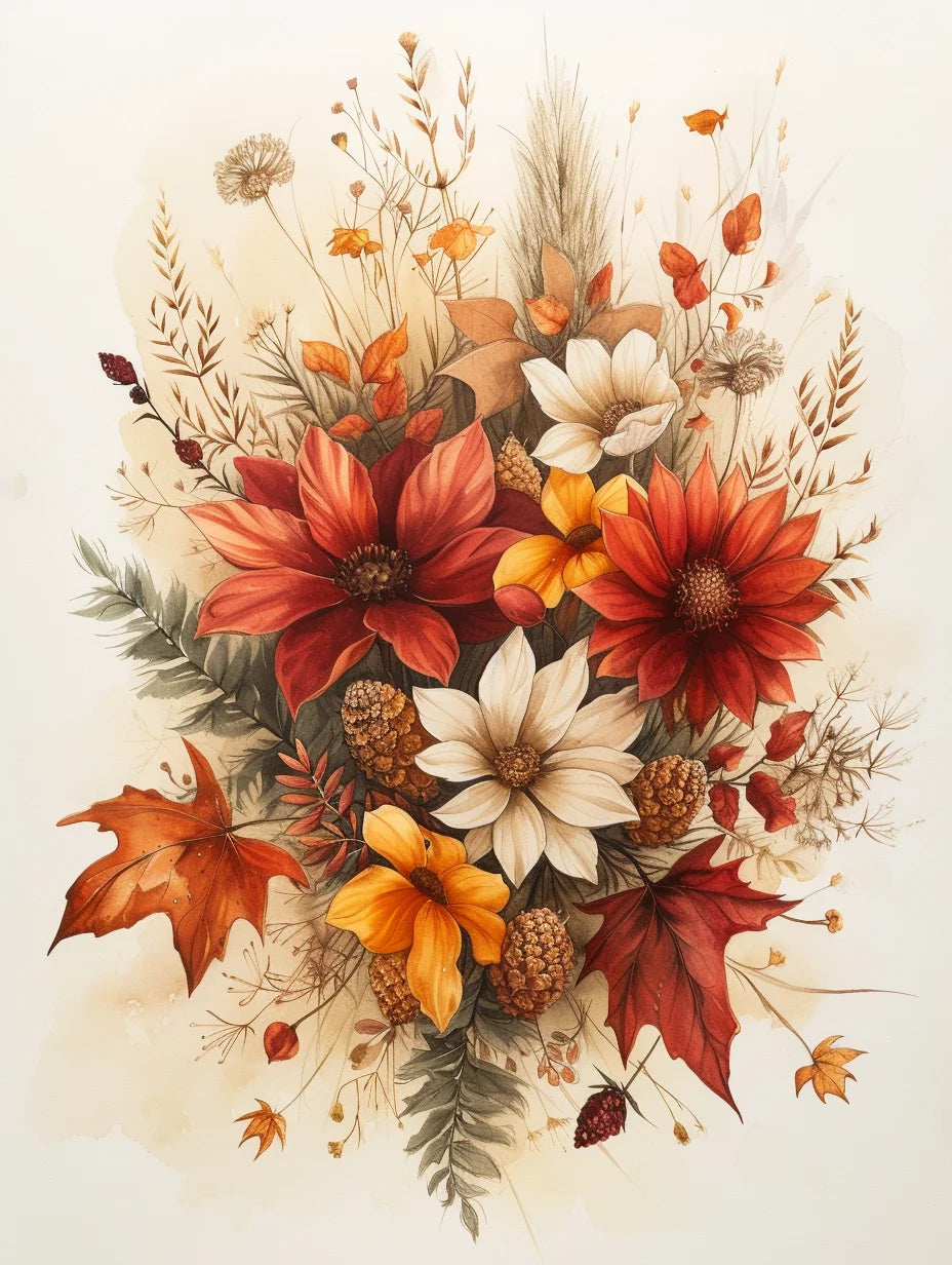 Nuetral Color Flowers Diamond Art Kit