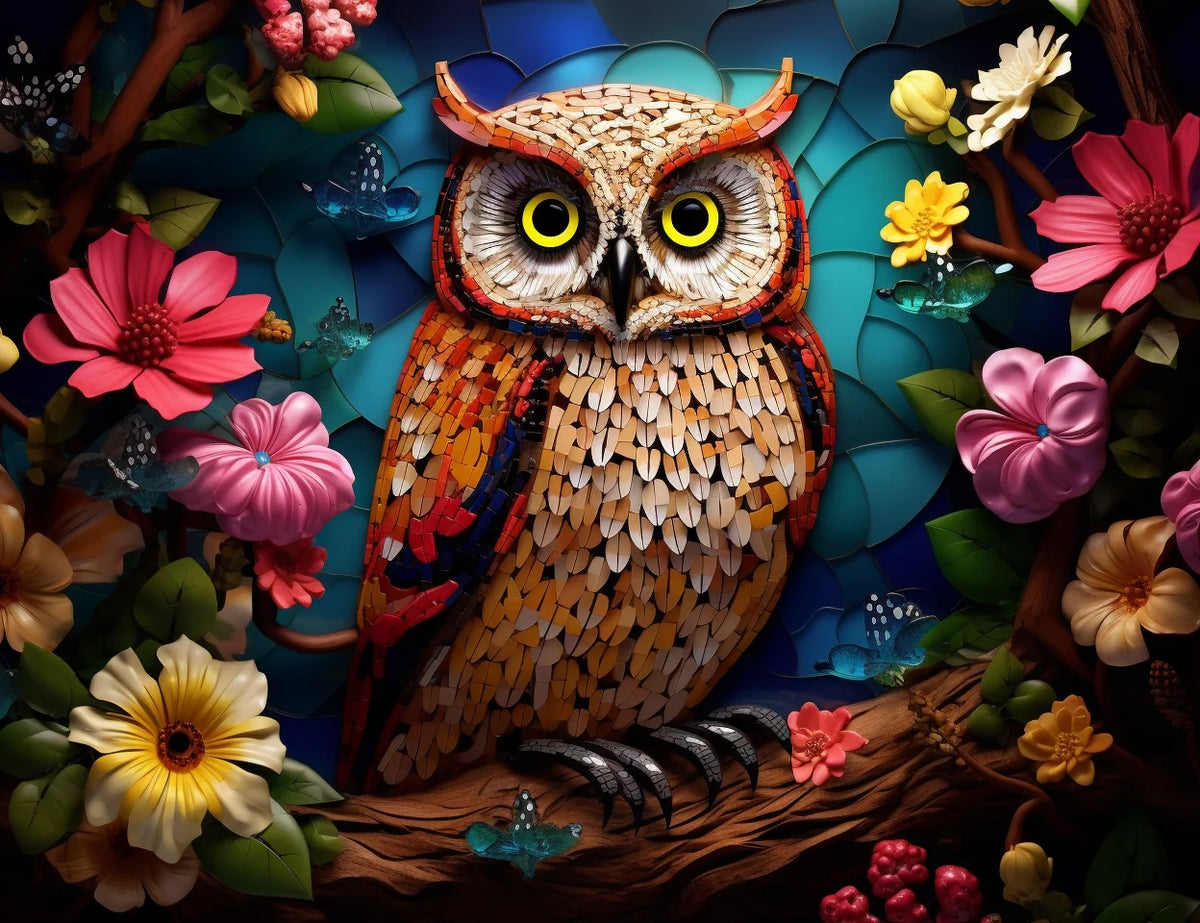 Owl In Abstract Diamond Art Kit