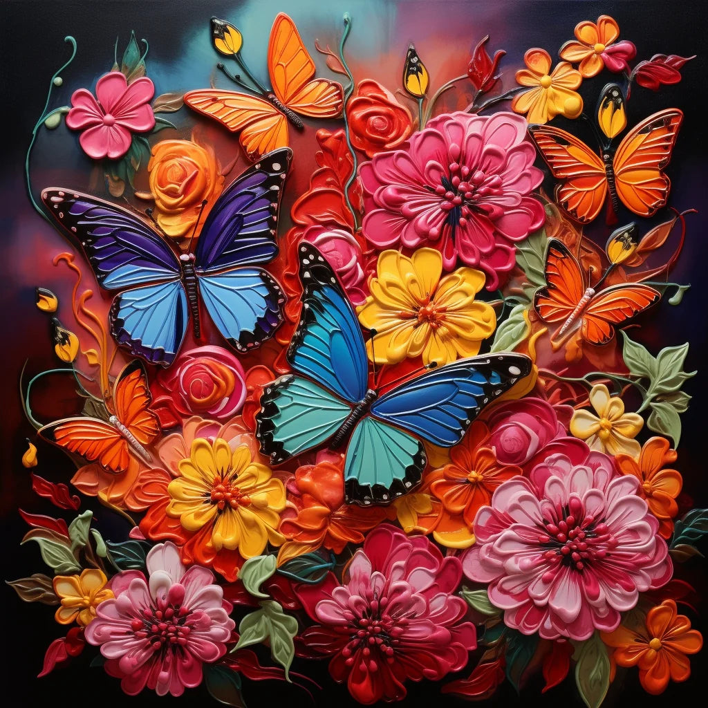 Two Blue Butterflies In Flowers Diamond Art Kit