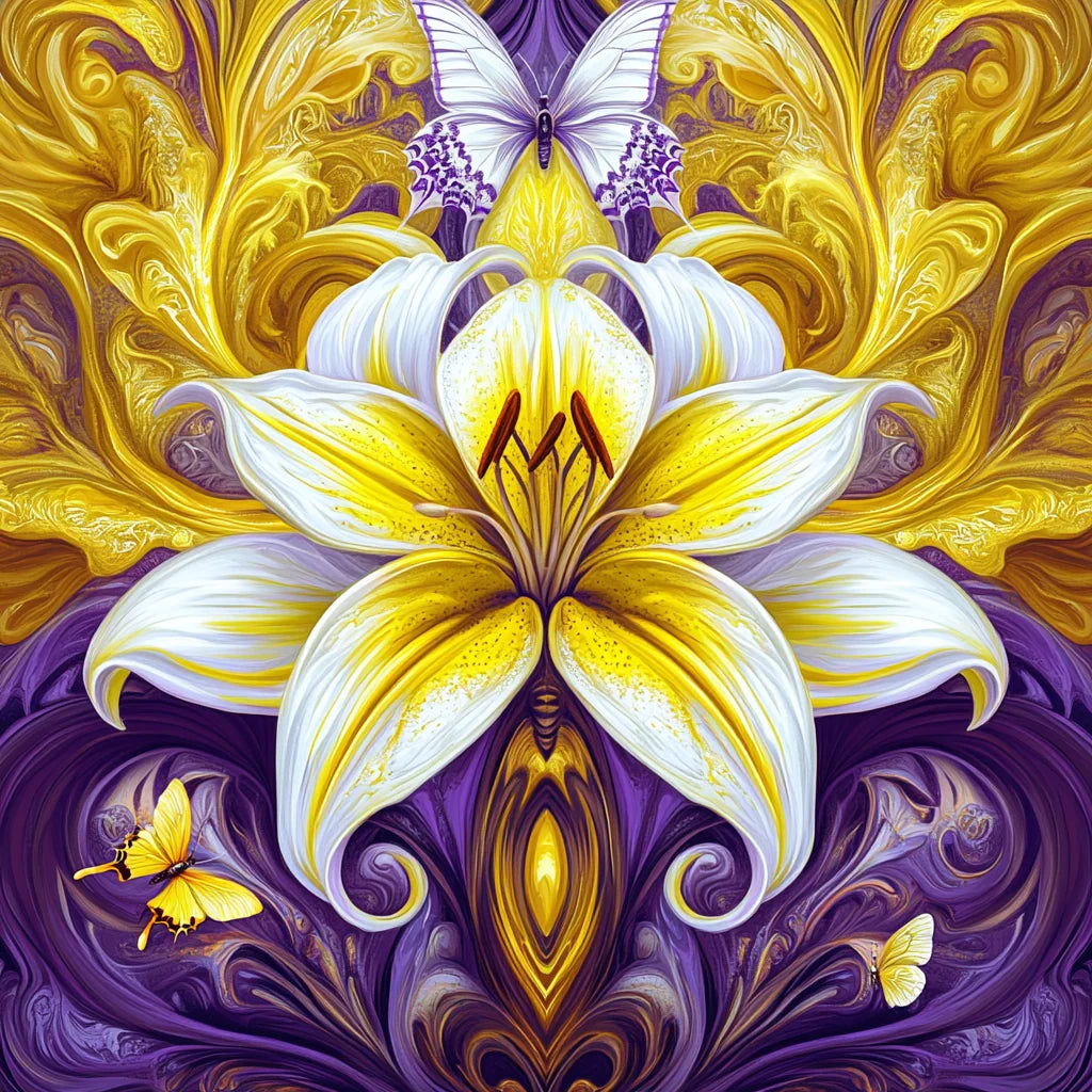 White Yellow Lily Diamond Art Kit