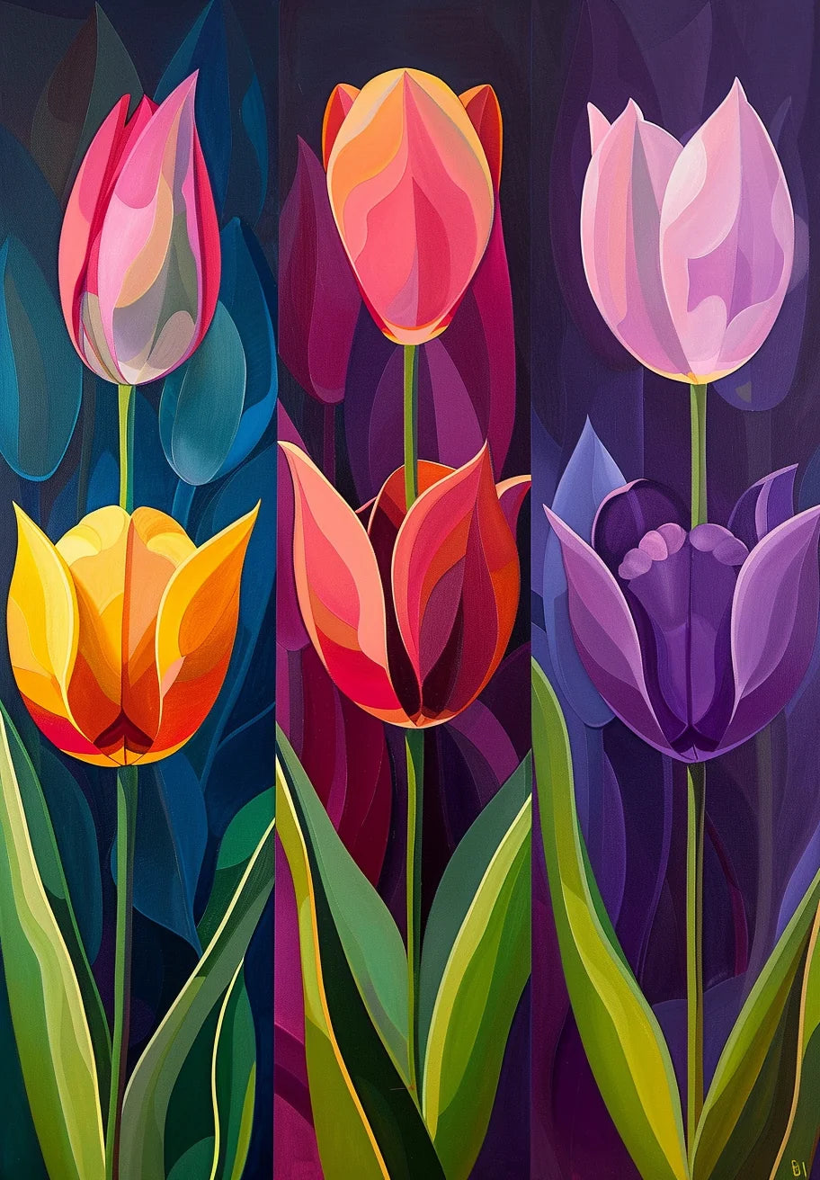 Six Abstract Tulips Diamond Art Kit