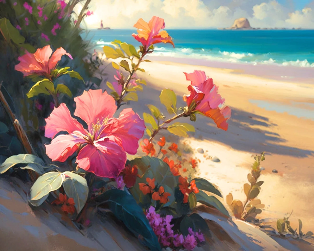 Tropical Flower Beach Diamond Art Kit