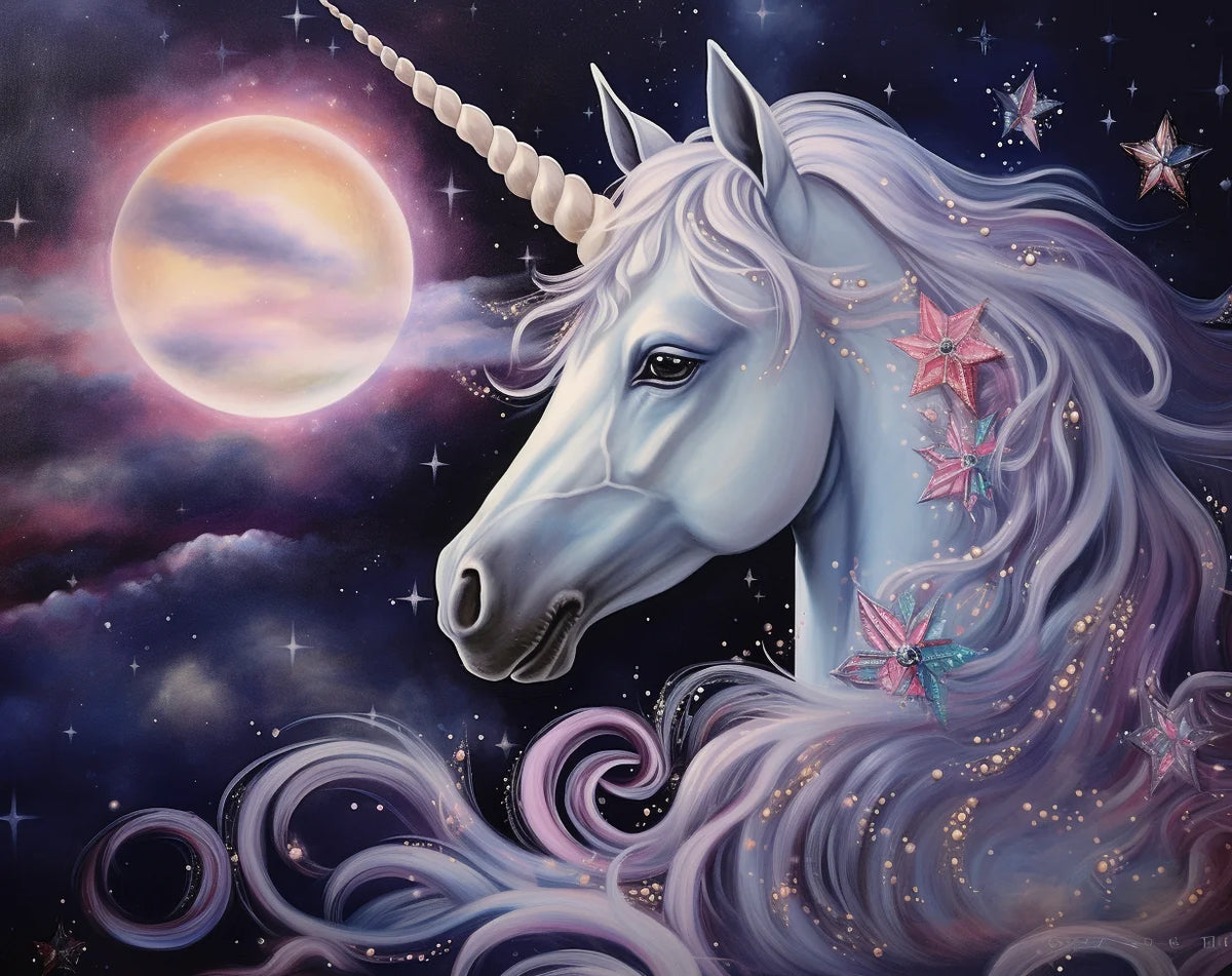 Sparkling Mane And Moon Unicorn Diamond Art Kit