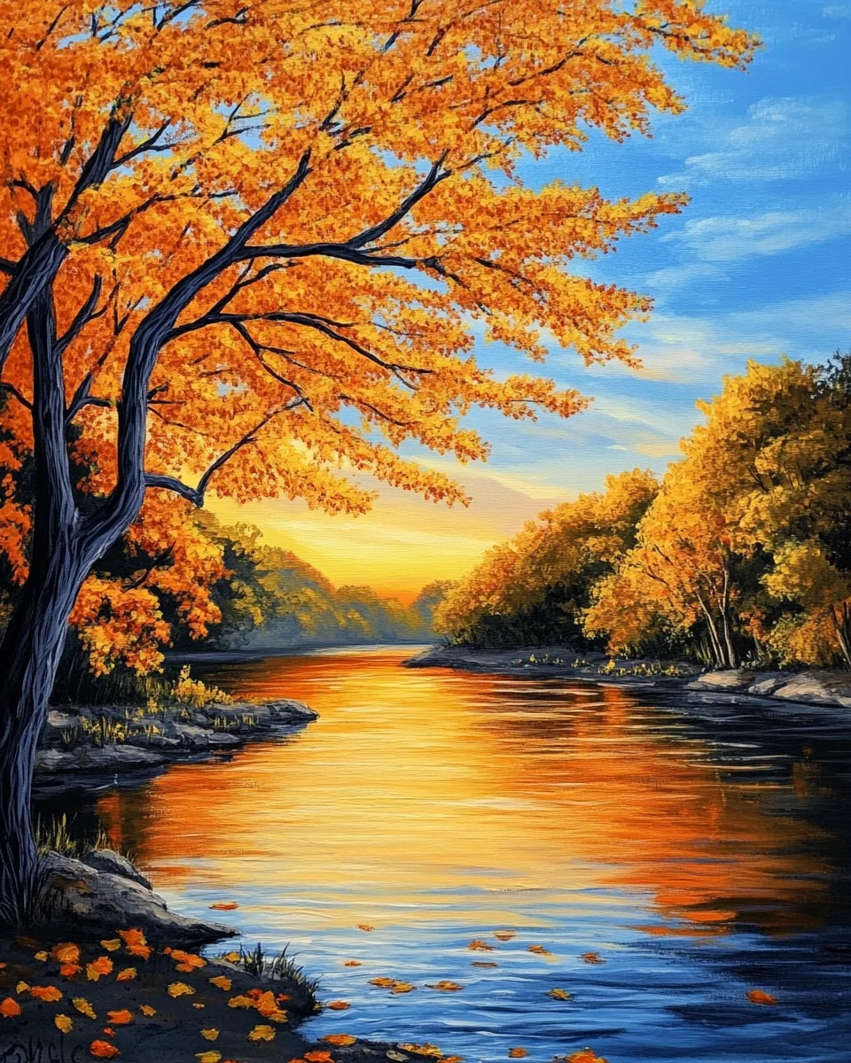 Yellow Leave Branches Diamond Art Kit