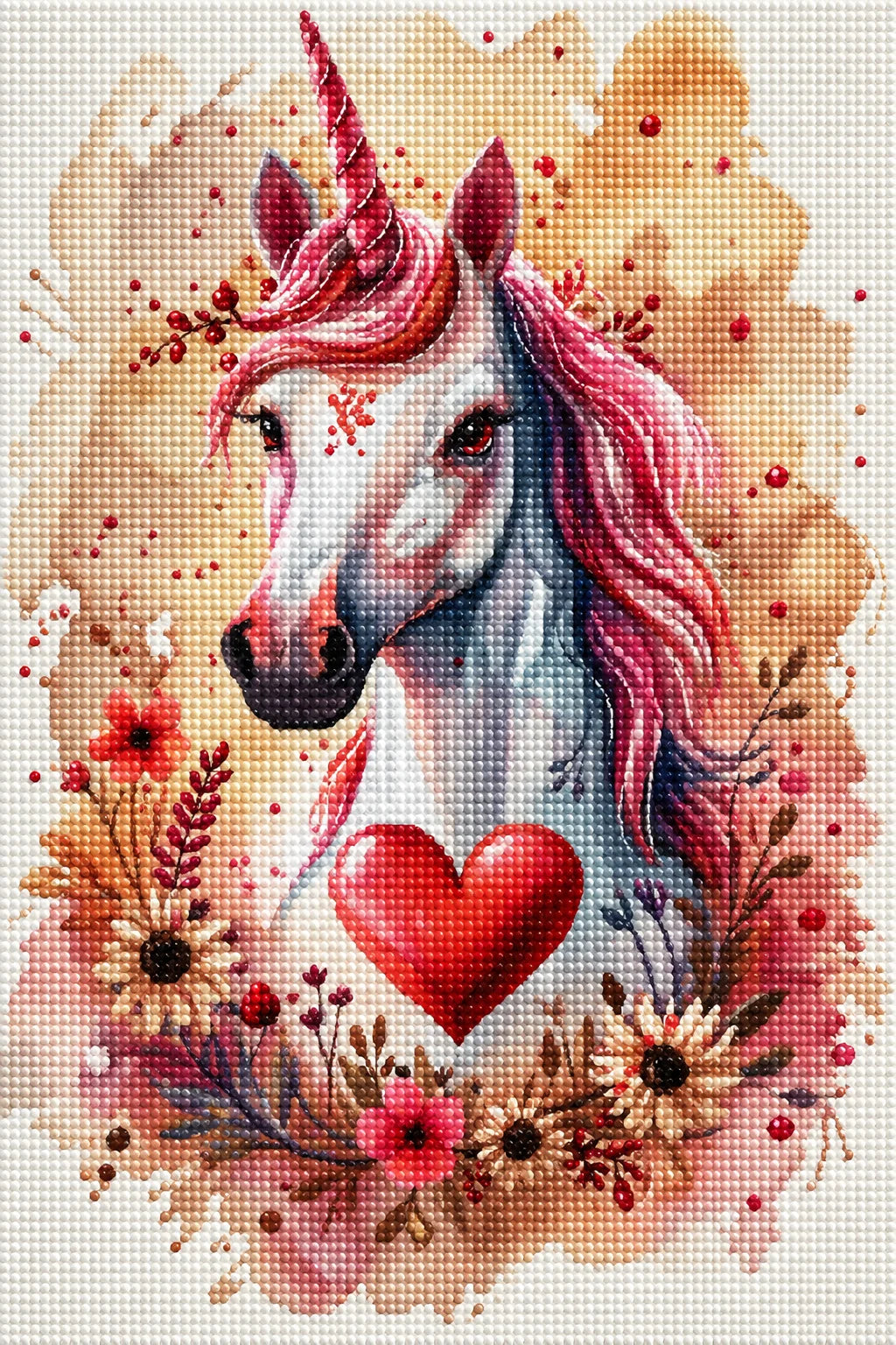 Red Heart Unicorn Diamond Art Kit
