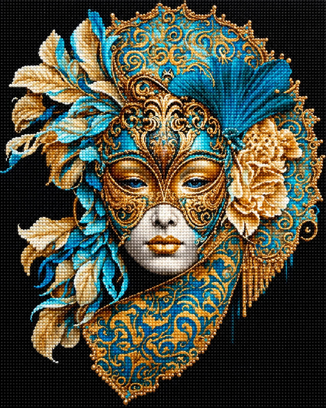 Gold Eye Teal And Gold Mask Diamond Art Kit