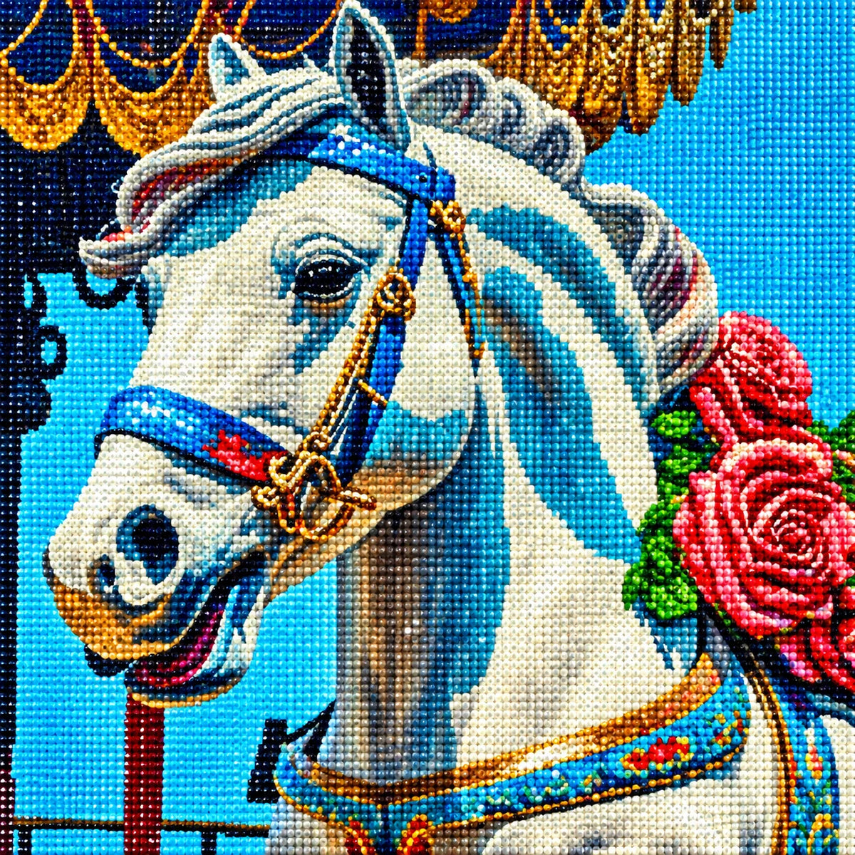 Red Rose Carousel Horse Diamond Art Kit