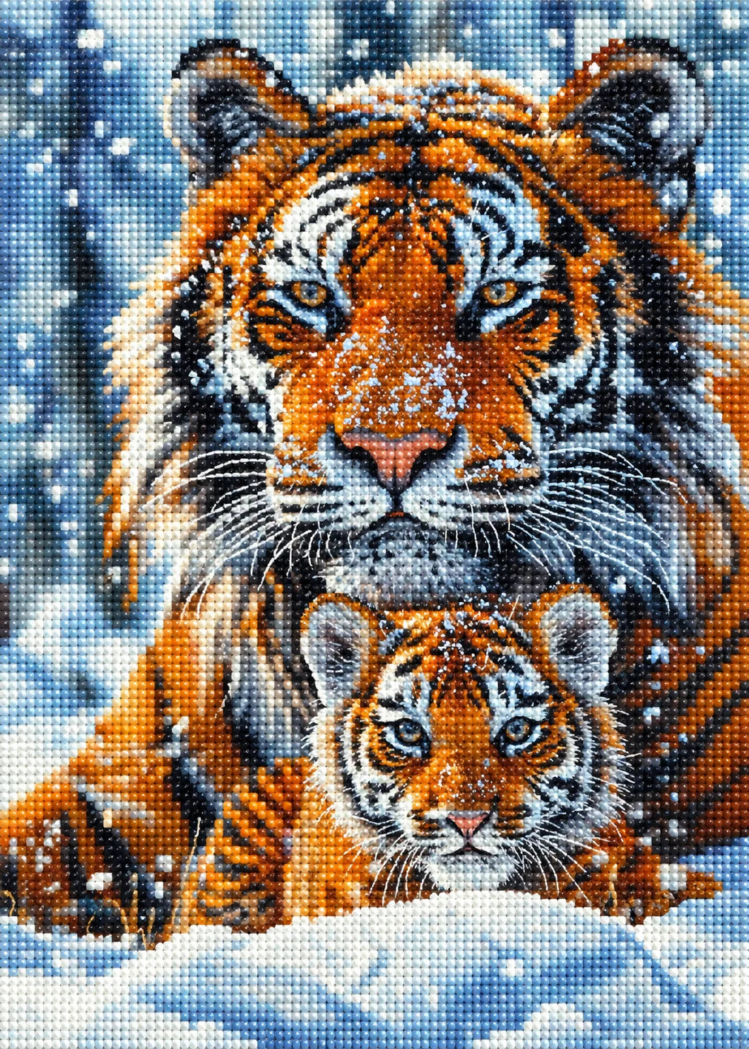 Tiger And Cub In The Snow Diamond Art Kit