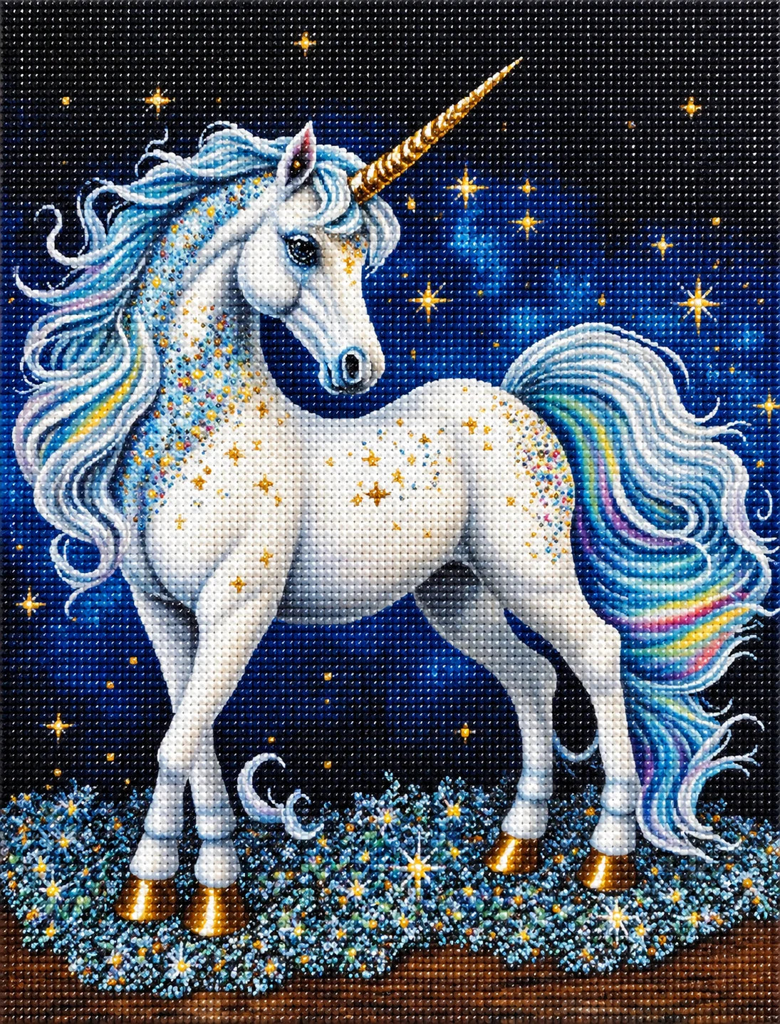 Light Blue Mane Unicorn Diamond Art Kit