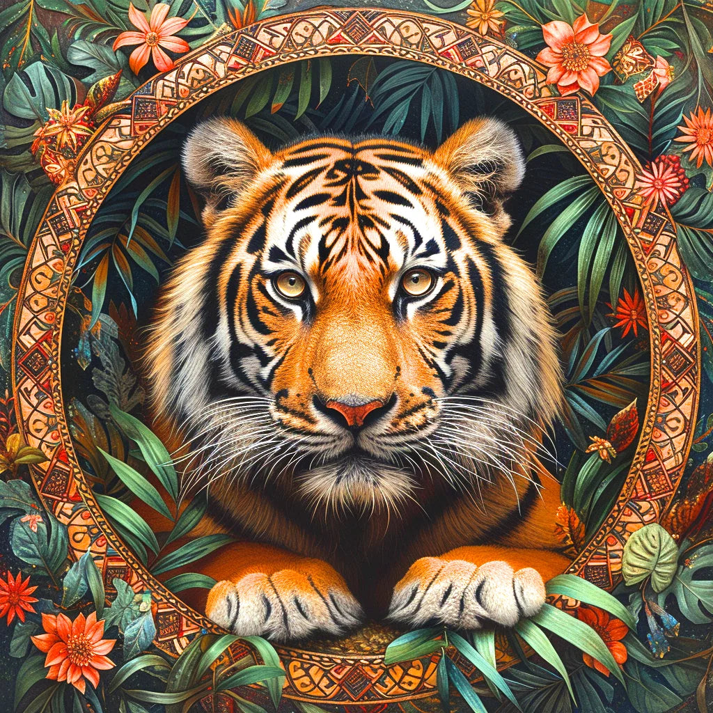 Tribal Frame Tiger Diamond Art Kit