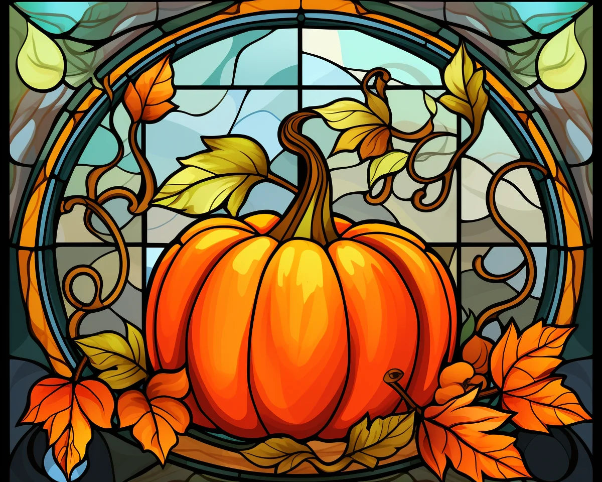 Abstract Pumpkin Oval Diamond Art Kit