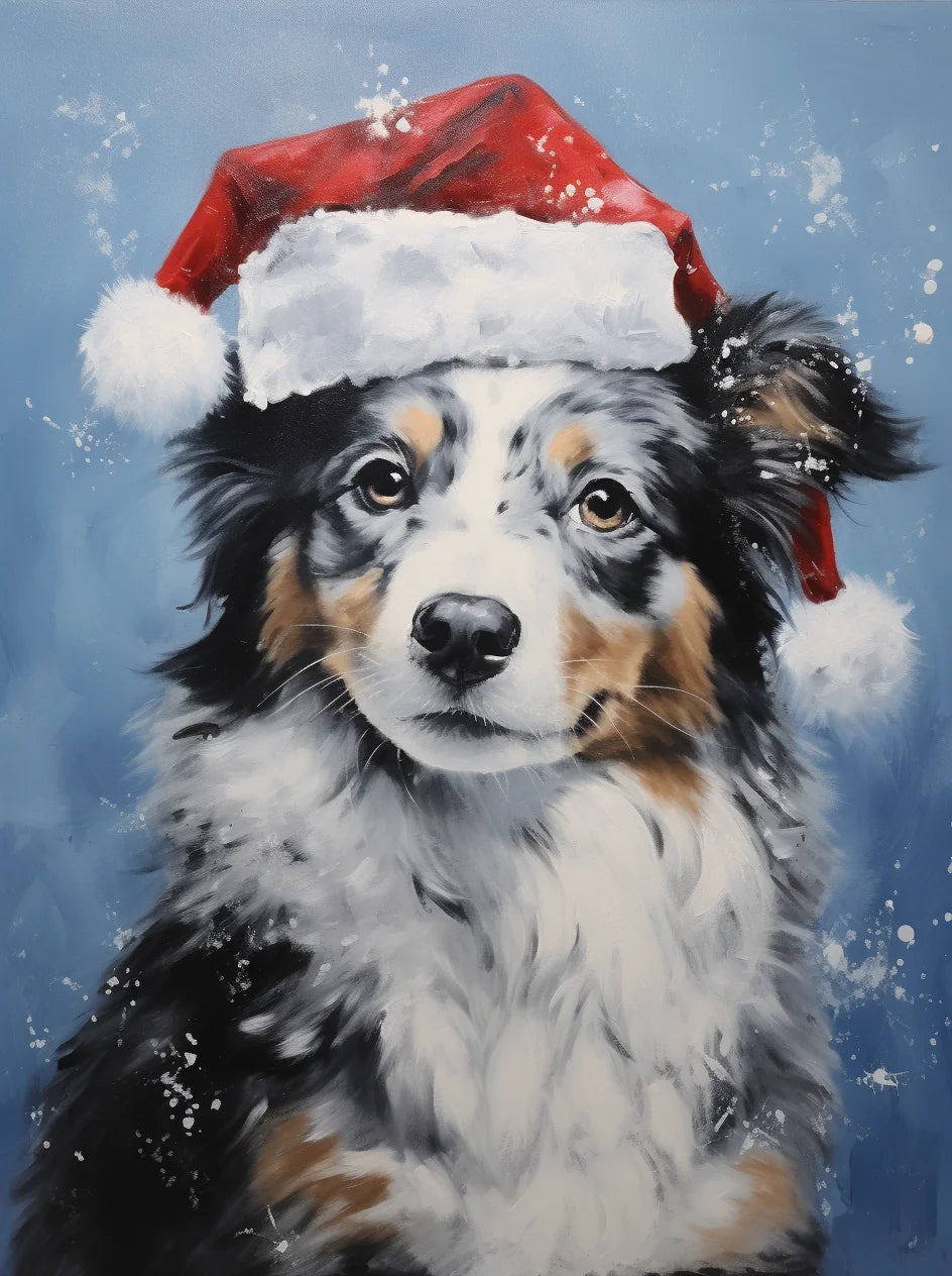 Australian Shep Her Christmas Puppy Diamond Art Kit