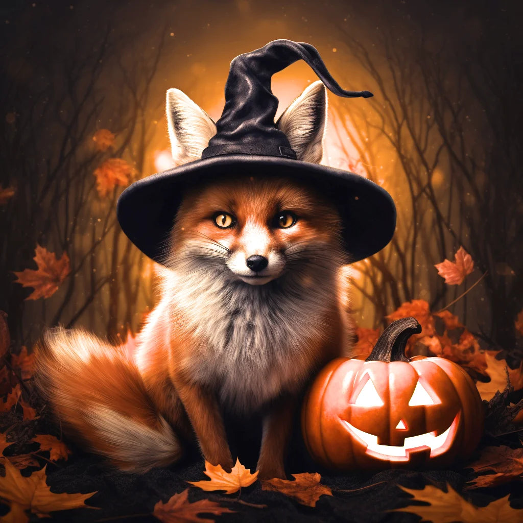 Black Witch Hat Fox Diamond Art Kit