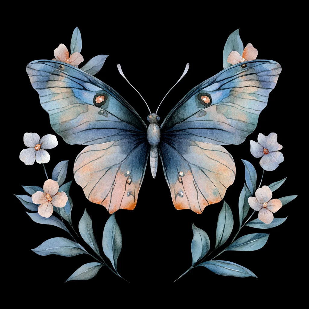 Blue Peach Watercolor Butterfly Diamond Art Kit