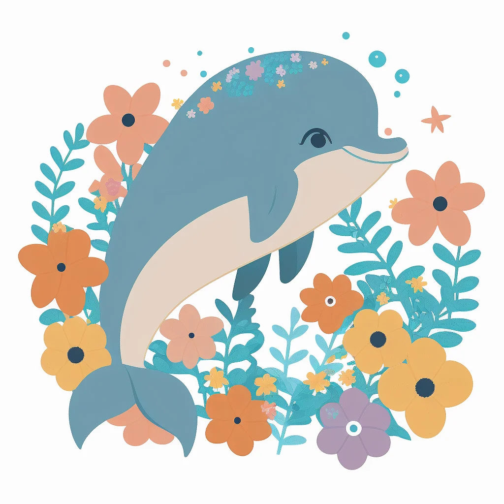 Cute Blue Abstract Dolphin Diamond Art Kit
