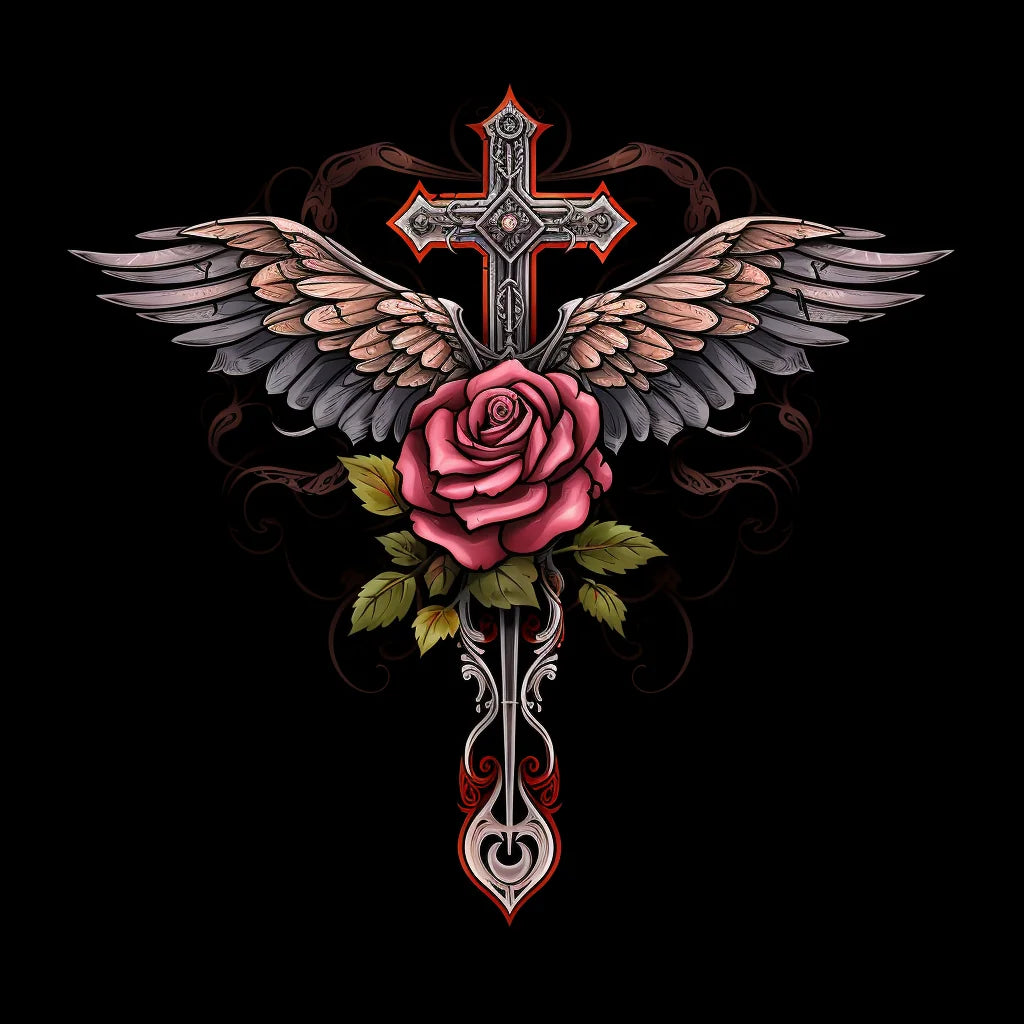 Angelwings Pink Rose Cross Diamond Art Kit