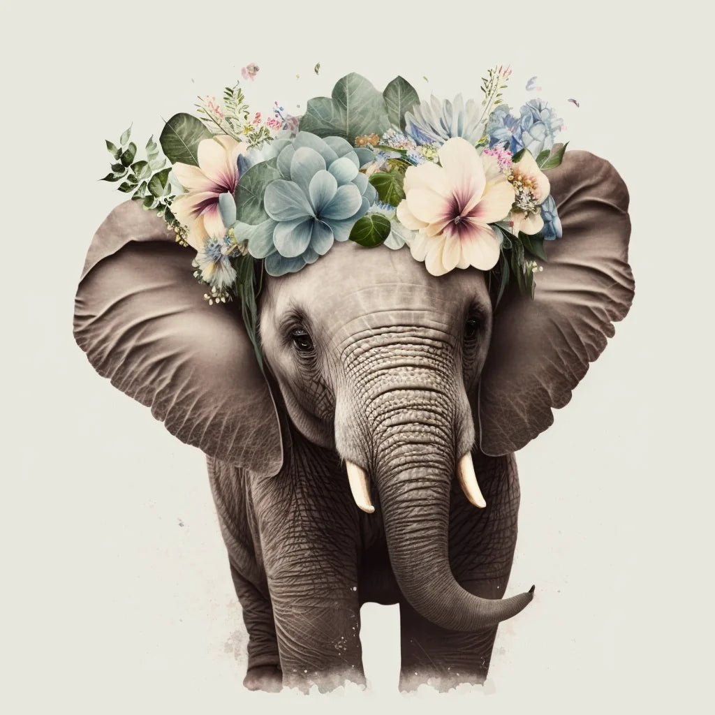 Elephant Flowers Diamond Art Kit