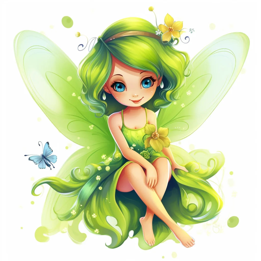 Green Hair Fairy Butterfly Diamond Art Kit
