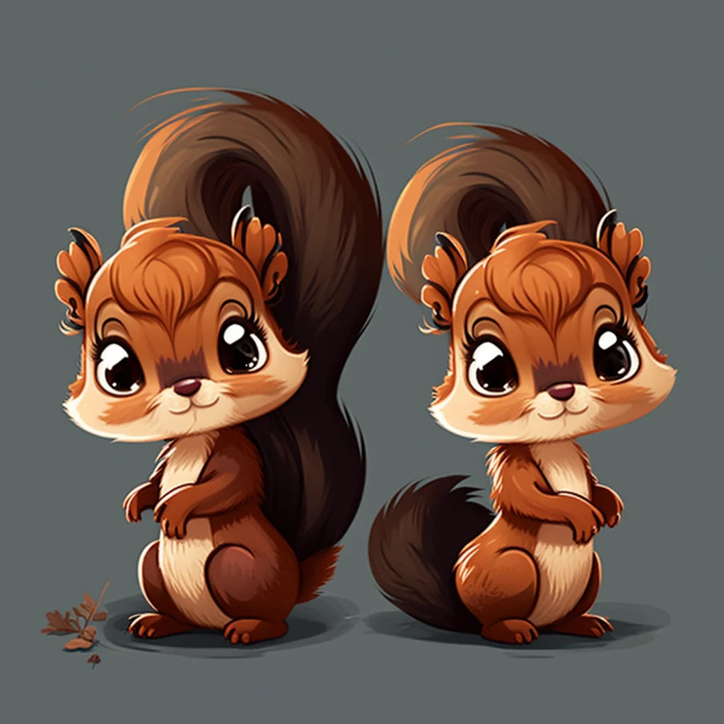 Two Cute Cartoon Squirrels Diamond Art Kit